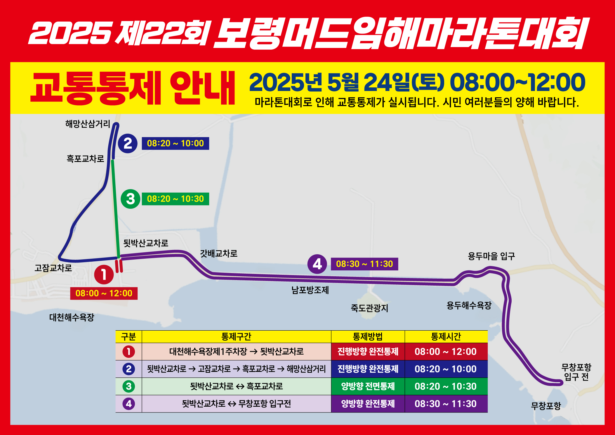2025보령머드임해마라톤 교통통제